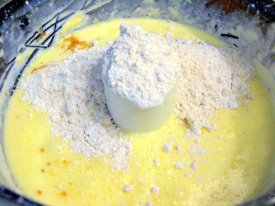 Tres Leches - Add flour to eggs
