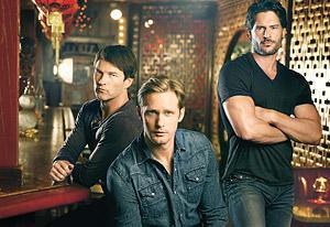 Stephen Moyer, Alexander Skarsgard and Joe Manganiello posing for TV Guide