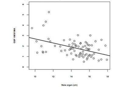 The bigger a country’s average penis length, the smaller the rate of GDP growth