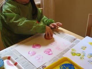 Print making using vegetables