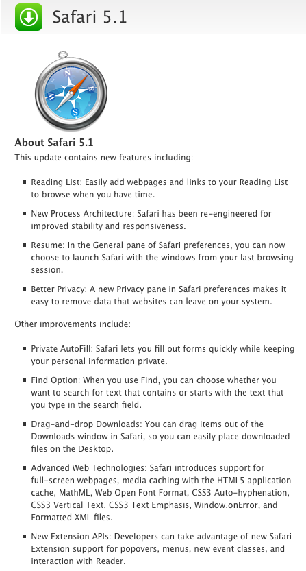 Apple releases Safari 5.1 for Snow Leopard and Windows