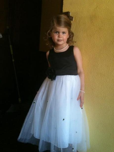 Black and white tulle flower girl dress