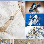 blue wedding inspiration board on English Wedding blog
