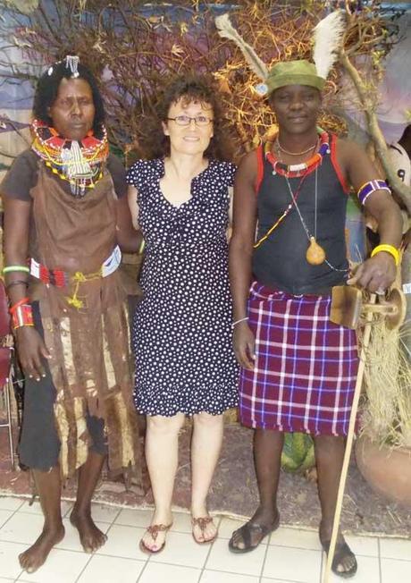 Making new friends at the tourism show at Nairobi's Sarit Centre. Uganda travel blog