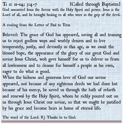 The Word of God: Ti 2:11-14; 3: 4-7; Called Through Baptism