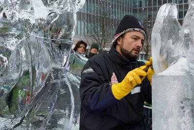 Ice sculpting in Docklands