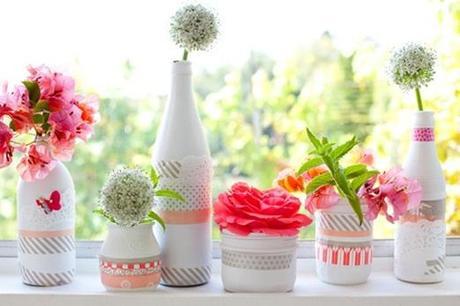 washi tape decorated vases