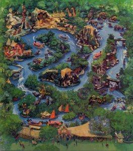 A map of the rugged Jungle Cruise terrain, home to a  bunch of scary but fake shit.