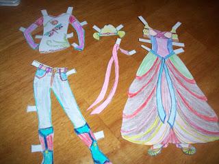 Isabel's colorful riding clothes and Princess Katie's ballgown