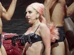 Lady Gaga wearing a gun bra