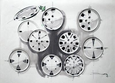 Wheel-cups sketches by Luciano Bove