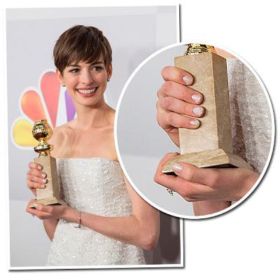 Nail the Look: Anne Hathaway’s White Beaded Nails