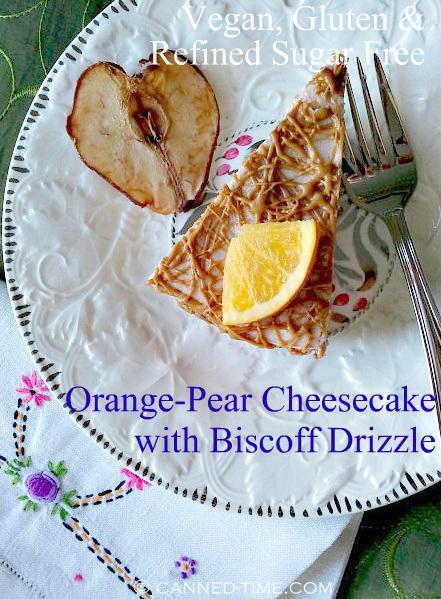 Orange Pear Cheesecake w/ Biscoff Drizzle- No Bake Vegan, Gluten & Refined Sugar Free from Canned-Time.com