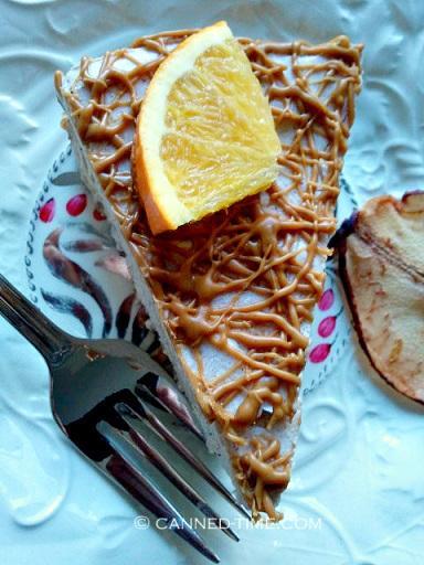 Vegan Orange - Pear Cheesecake with Biscoff Drizzle