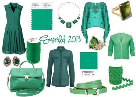 emerald pantone color of the year 2013 green dress top bag belt accessories jewellery