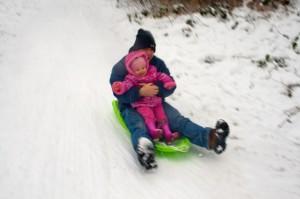 sledging with Jessica