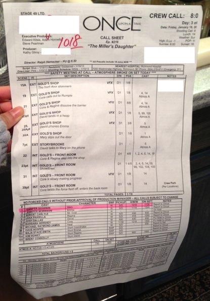 2.16 The Miller’s Daughter – Call Sheet Found