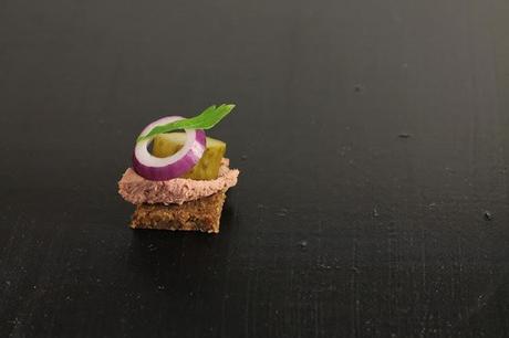 Rye bread with liver paté and pickles # 43
