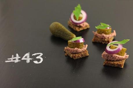 Rye bread with liver paté and pickles # 43