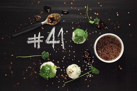 Rice balls with cilantro & chili soy dip # 41