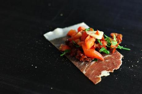 Serrano ham with peppers & tomato salsa # 36