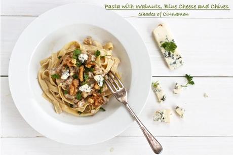 Pasta with Walnuts, Blue Cheese and Chives