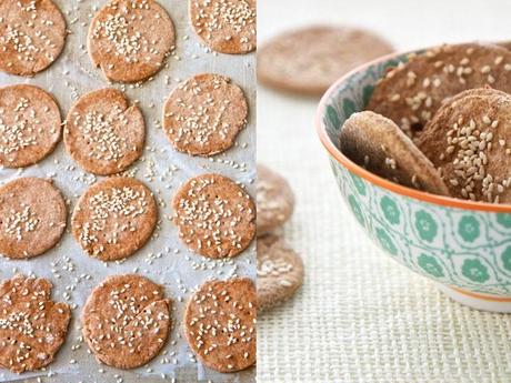 Spelt crackers and flatbreads with Chicken Souvlaki and tzatziki