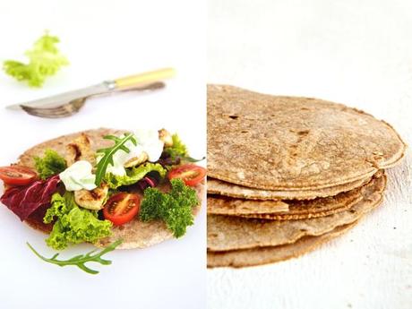 Spelt crackers and flatbreads with Chicken Souvlaki and tzatziki