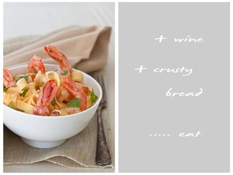 Pasta with Prawns and Red Peppers