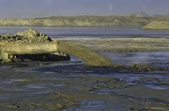 Syncrude Operations effluent pipe and tailings, Alberta, Canada