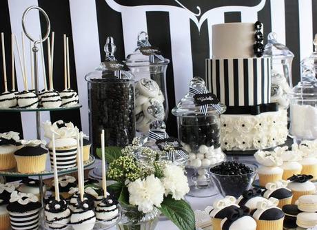 Black and White Chic Dessert Table by Life is Sweet Candy Buffets