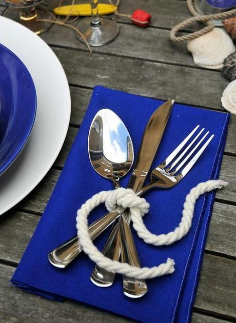 NookAndSea-Blue-Bright-Bold-Table-Setting-Silverware-Rope-Tie-Ring-Wood-Nautical-Beach