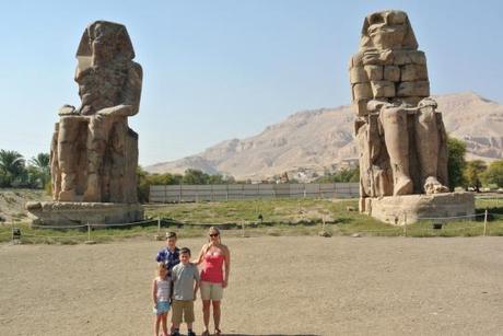 The kids and I at the Entrance to the Valley of the Kings