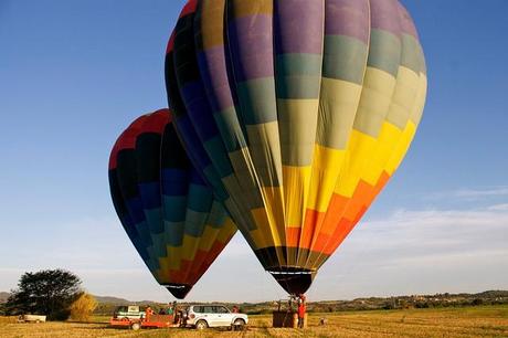 Getting ready for take off:  hot air ballooning in Costa Brava, Catalunya, Spain