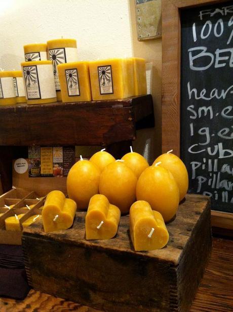 Heart-shaped beeswax candles at Santa Barbara's Plum Goods