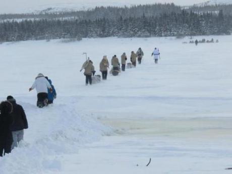  Cree youth journey 900 miles by snowshoe from Hudson Bay to Ottawa in support of Idle No More. [Photo from Facebook]