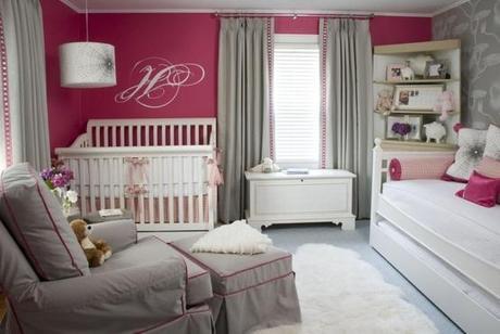 gray and fuchsia nursery