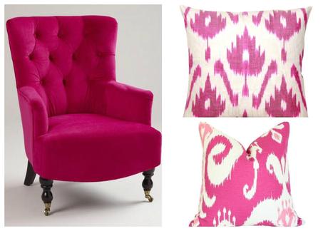 fuchsia chair and pillows