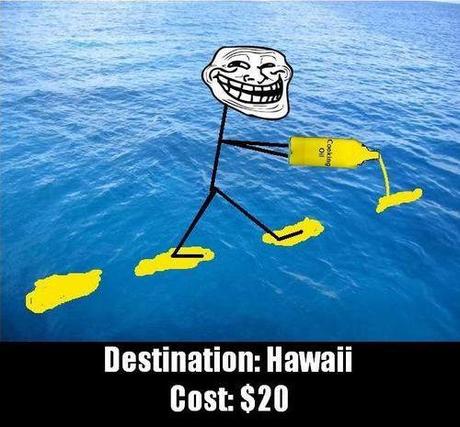 travel humor free trip to hawaii troll physics