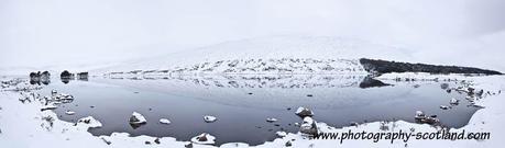 Snow at Loch Ossian on Rannoch Moor