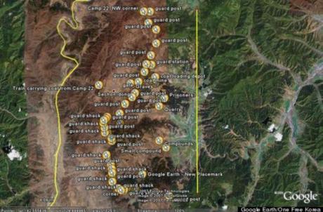 Cannibalism has also been reported in the vast network of prison camps inside North Korea, such as Camp 22, pictured, where 50,000 are believed to be imprisoned