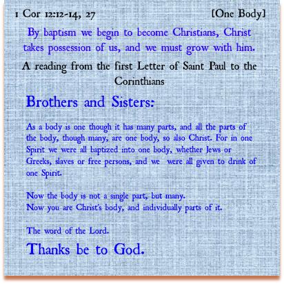 Word of God: 1 Cor 12:12-14, 27 [One Body]