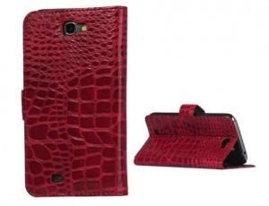 Wallet Style Case for Samsung Galaxy Note 2 - Crocodile - Red