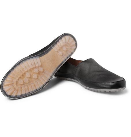 Maison Martin Margiela Satin and Leather Slip-On Shoes ($430)