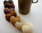Seven passions for coffee... 7 plush felt hearts for someone you love... brown, cocoa, cinnamon, espresso, hazelnut, latte, vanilla - TheFrenchKnots Seven passions for coffee... 7 plush felt hearts for someone you love... brown, cocoa, cinnamon, espresso, hazelnut, latte, vanilla - TheFrenchKnots