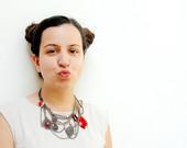 Amor Amor Love Necklace Red Steampunk Necklace and Earrings with Crystals and Chains - StaroftheEast Amor Amor Love Necklace Red Steampunk Necklace and Earrings with Crystals and Chains - StaroftheEast