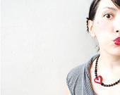 Valentine's day Red Heart Necklace Lampwork Glass Bead - LiperlaHandmadeGlass Valentine's day Red Heart Necklace Lampwork Glass Bead - LiperlaHandmadeGlass