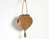 Brown leather bag ,Evening leather handbag, Heart shape purse with chain, Dalfia leather bag - Dalfia Brown leather bag ,Evening leather handbag, Heart shape purse with chain, Dalfia leather bag - Dalfia