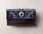 Card Holder London House Pattern Leather Navy Blue with White No. CH-102 - CORIUMI Card Holder London House Pattern Leather Navy Blue with White No. CH-102 - CORIUMI