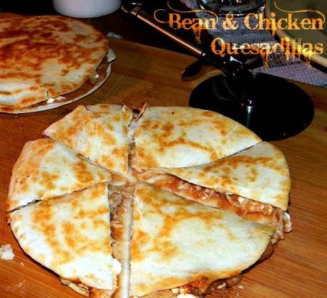 BBQ Chicken and Refried Bean Quesadillas